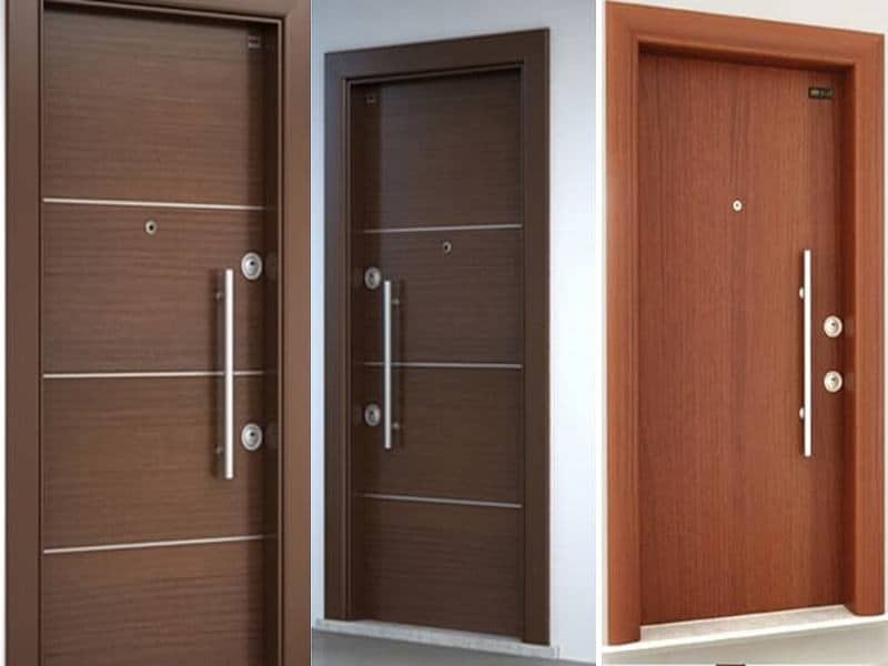 Cửa gỗ chống cháy sản xuất từ gỗ tự nhiên hoặc gỗ công nghiệp, được xử lý với các hóa chất hoặc tấm cách nhiệt, chống cháy để tăng khả năng chịu lửa